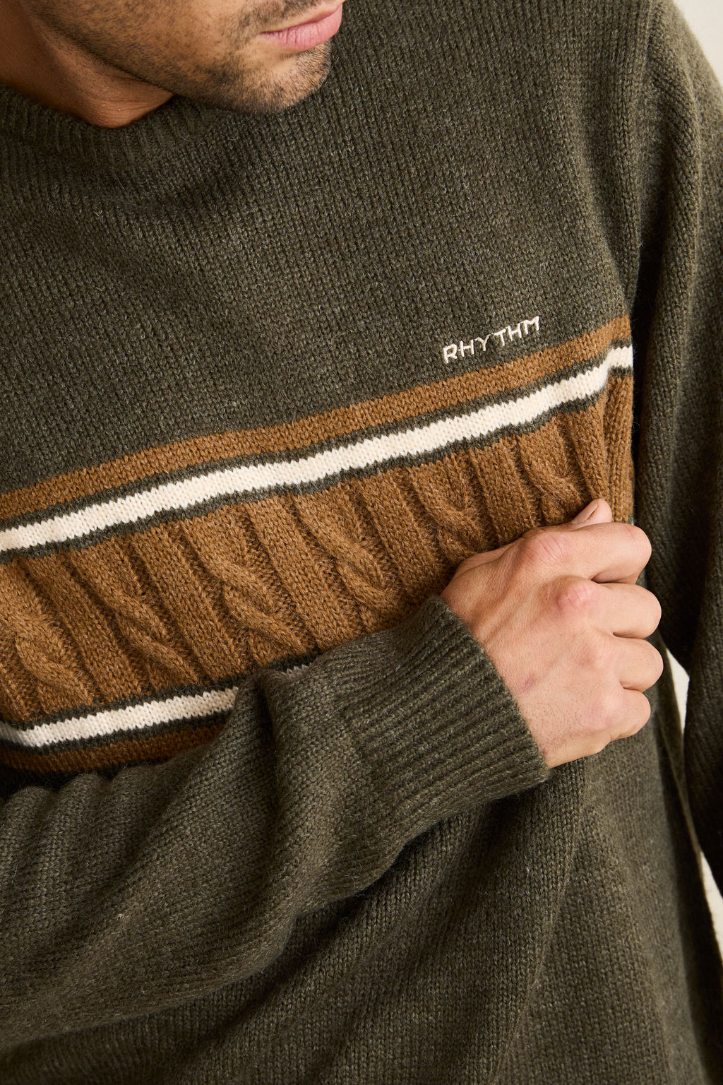 Mohair Striped Knit - Midnight Olive