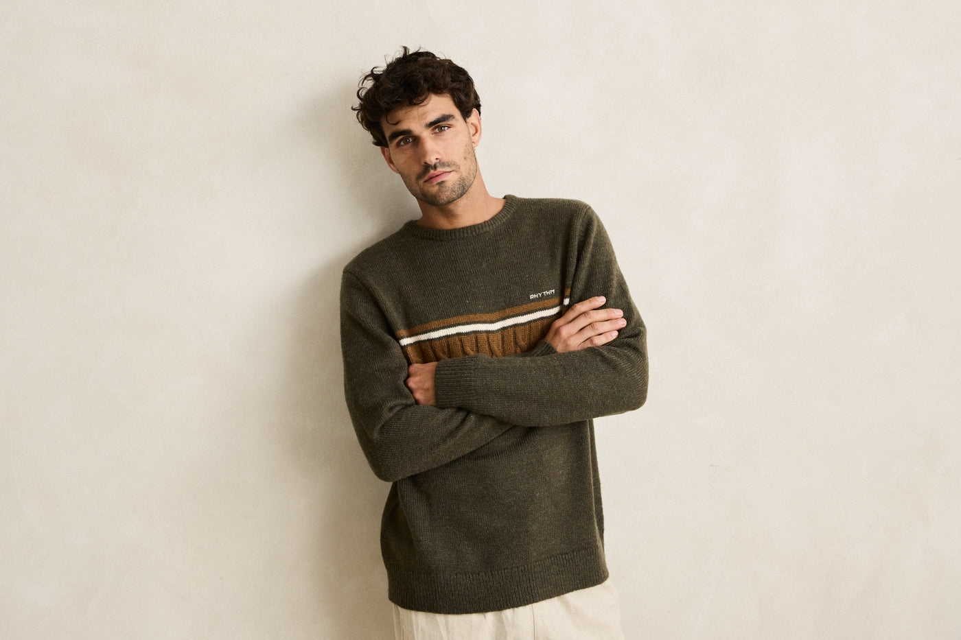 Mohair Striped Knit - Midnight Olive