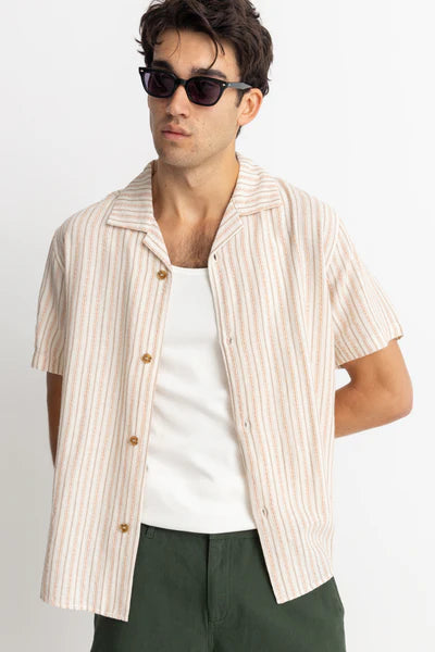 Vacation Stripe Ss Shirt - Natural