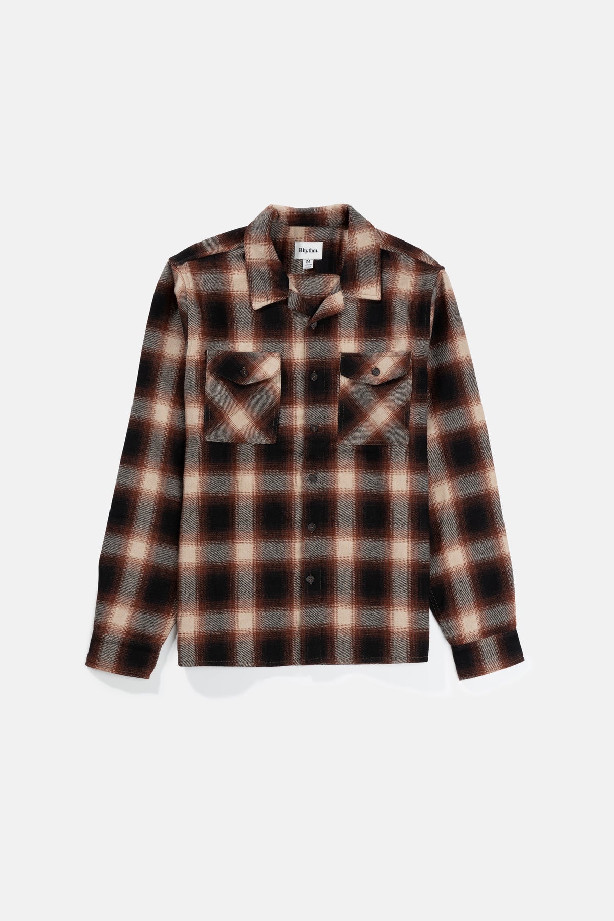 Rhythm Plaid Long Sleeve Flannel- Rust