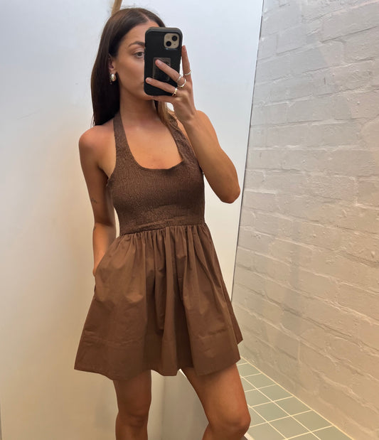 Choc Halter Mini Dress