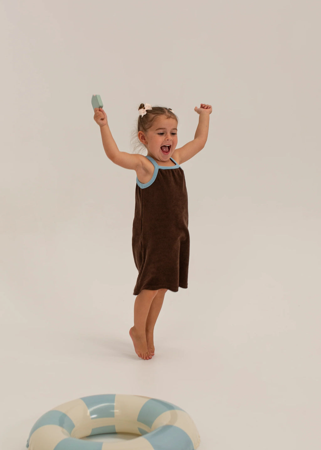 Stevie Terry Towelling Dress - DarkChoc/PowderBlue