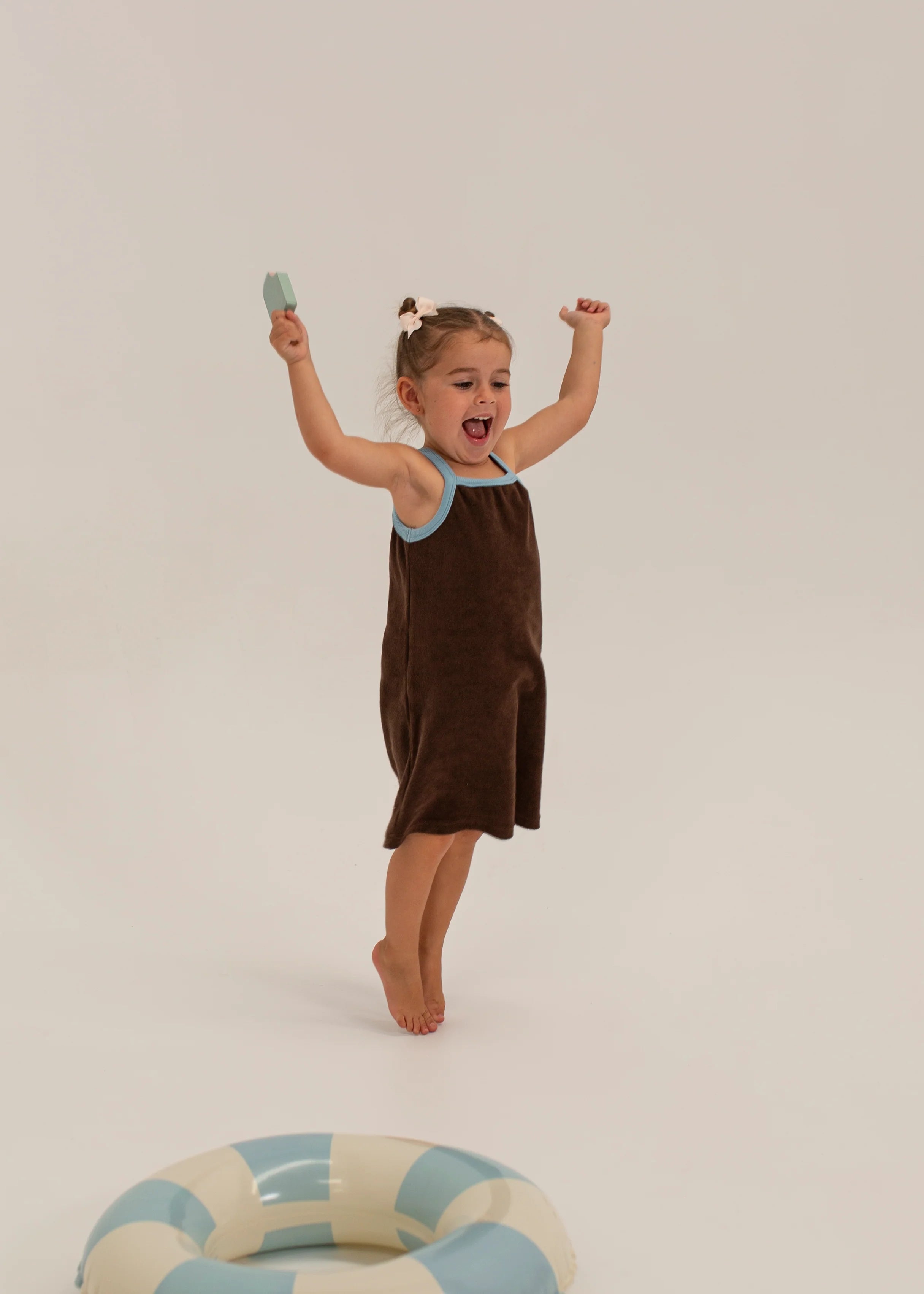 Stevie Terry Towelling Dress - DarkChoc/PowderBlue