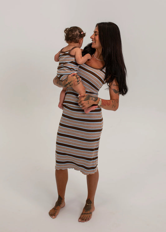 Women's Lily Cotton Rib Pointelle Tank Top - Multi Stripe