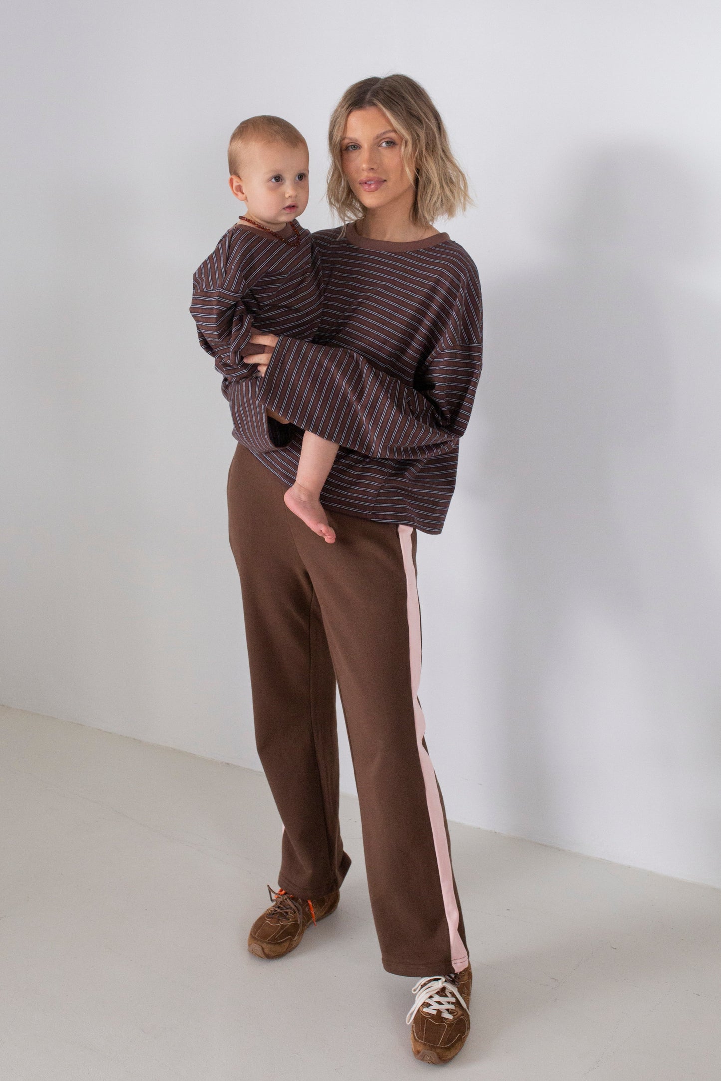 Women's Benny Cotton Racer Pants - Chocolate/Pink