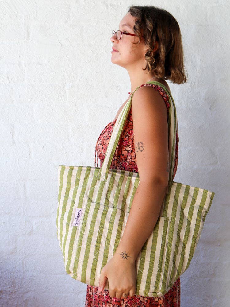 Pistachio Seersucker Quilted Bag