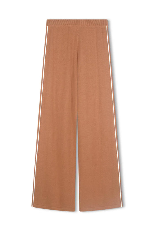 Pippa Wide Leg Pant - Pecan and Cream