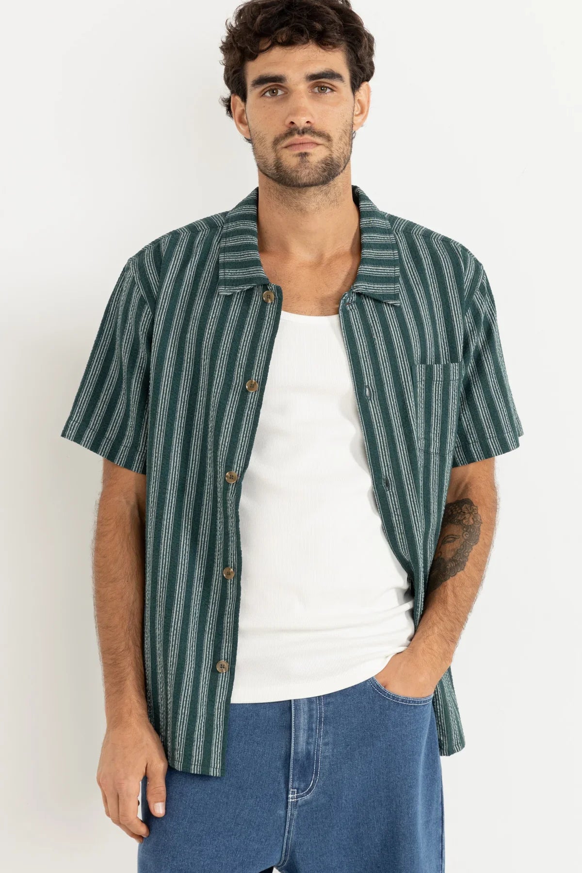 Eli Stripe SS Shirt - Teal