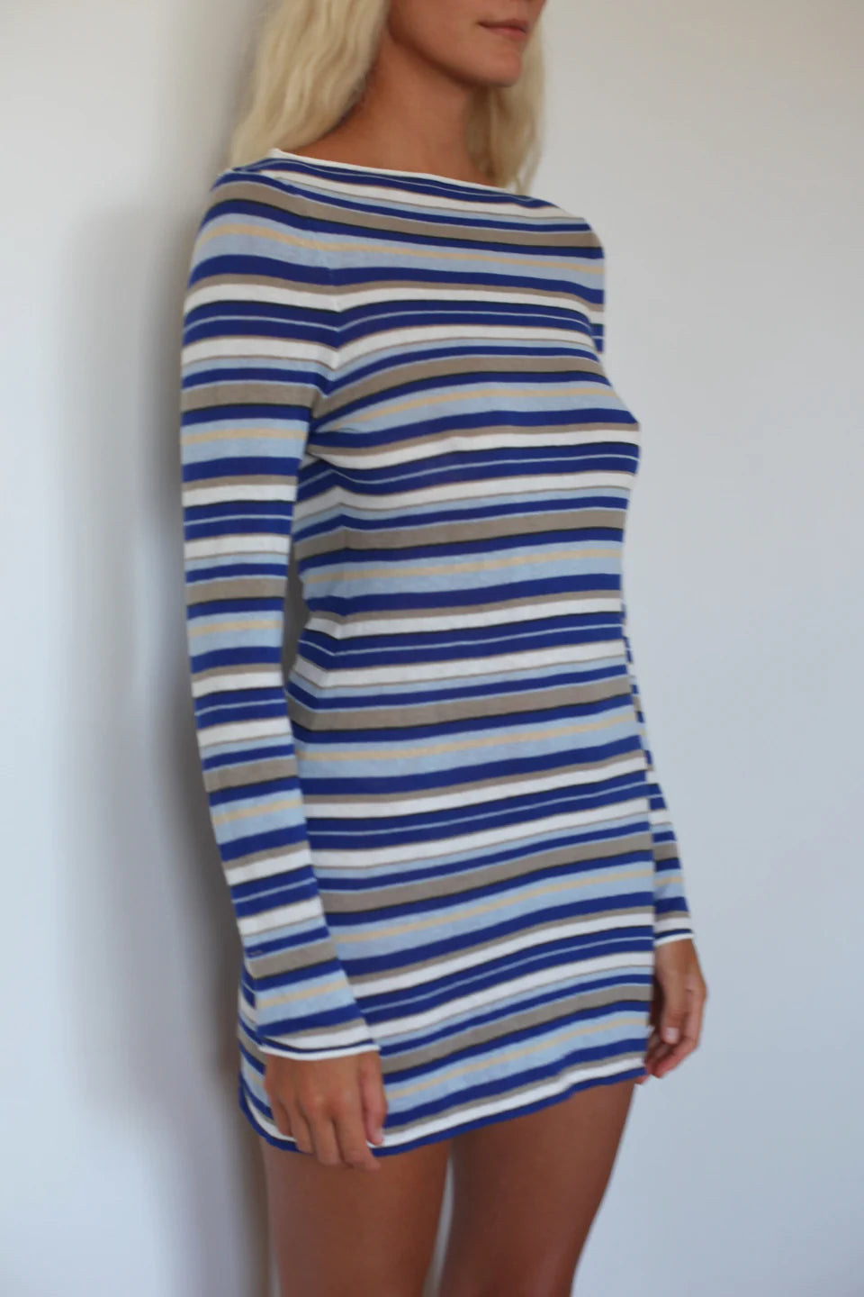 Ocean Retro Stripe Knit Dress