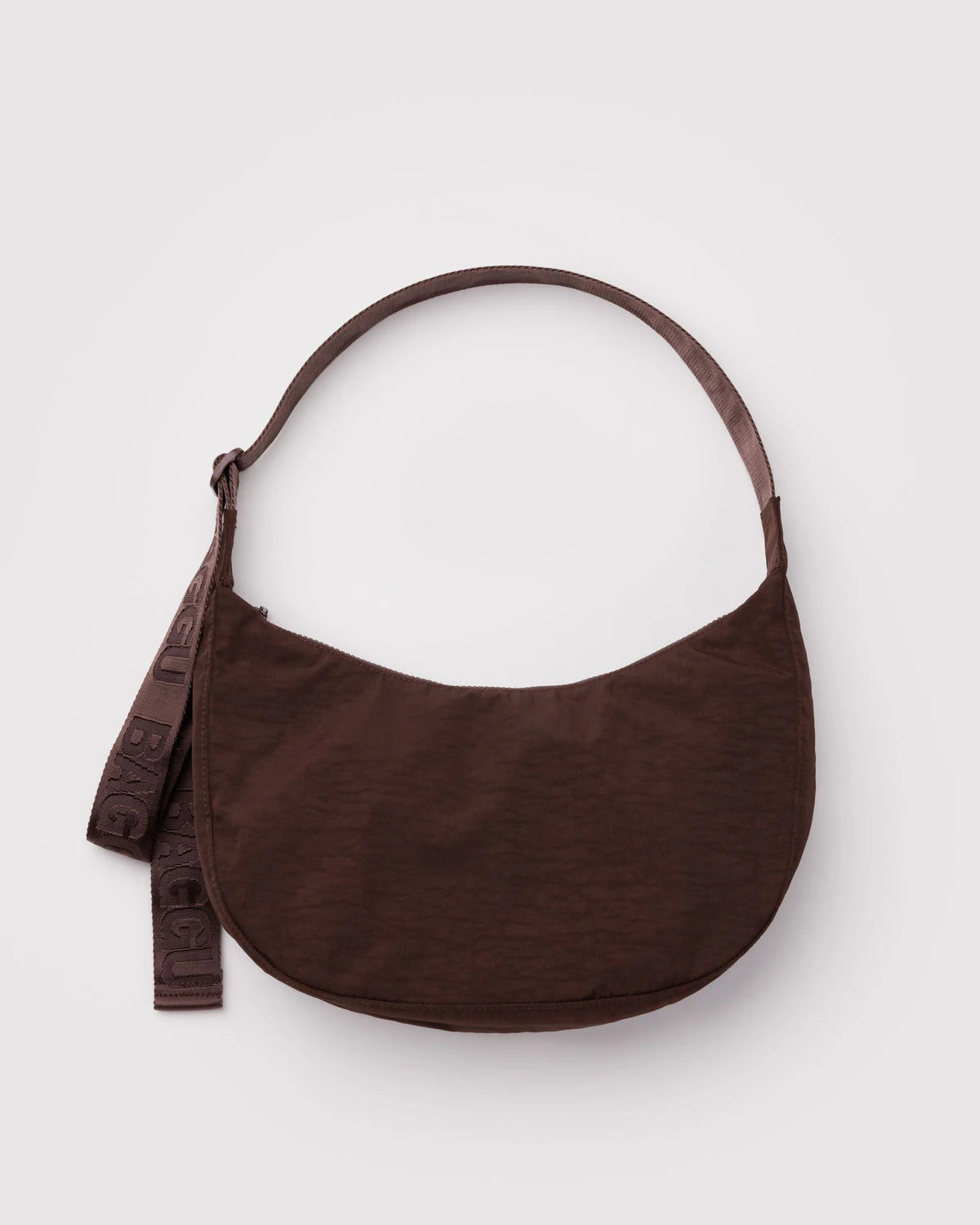 Medium Nylon Crescent Bag - Coffee