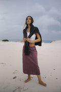 Remi Midi Skirt - Fig Hemp Check