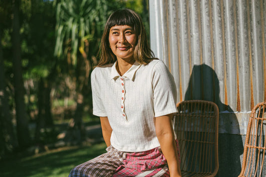 Beach PJ Cottage Tee - Cream Pointelle