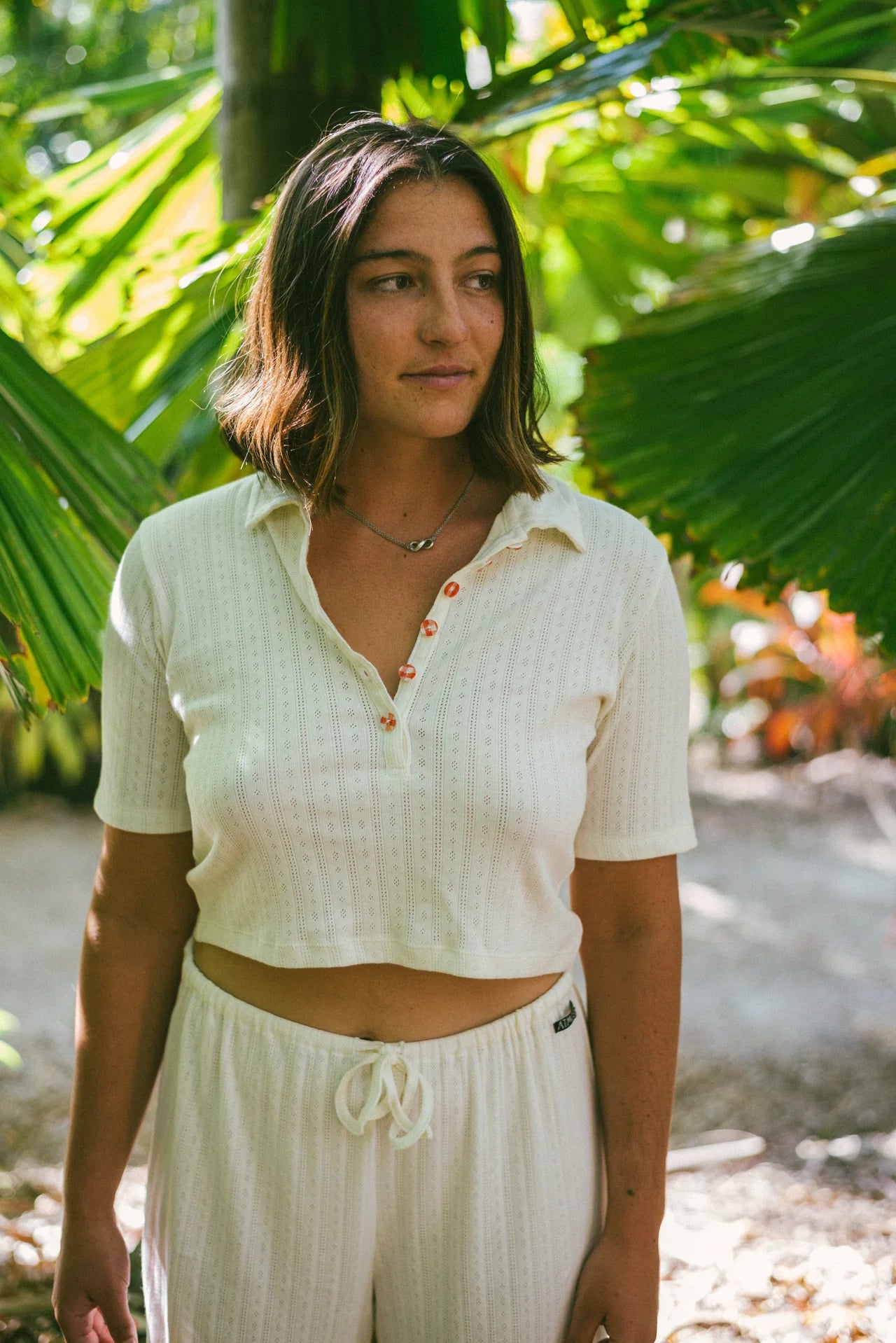 Beach PJ Cottage Tee - Cream Pointelle