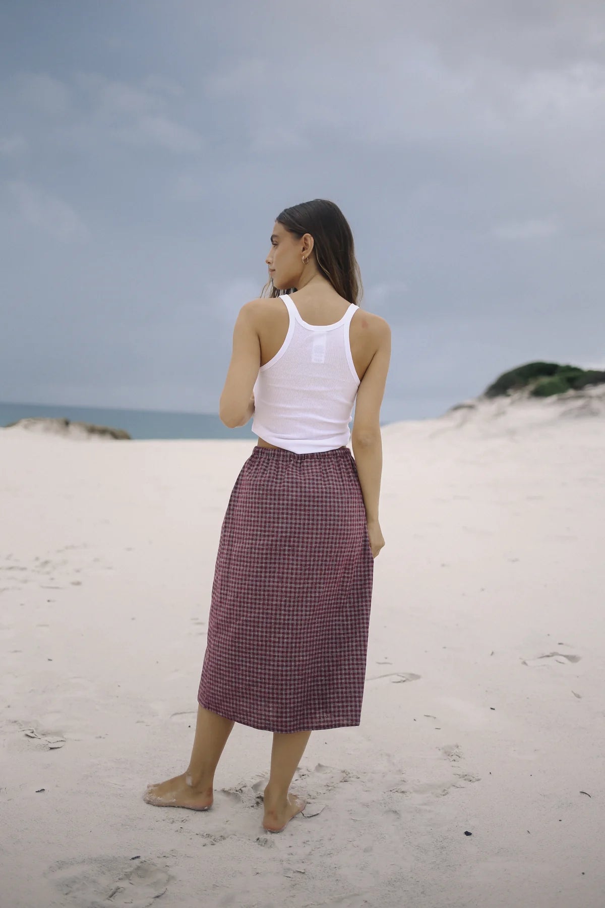 Remi Midi Skirt - Fig Hemp Check