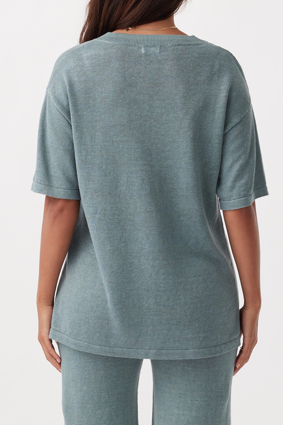 Hugo Oversized Linen Tee- Storm