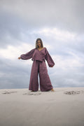 Ella Wrap Top - Fig Hemp Check
