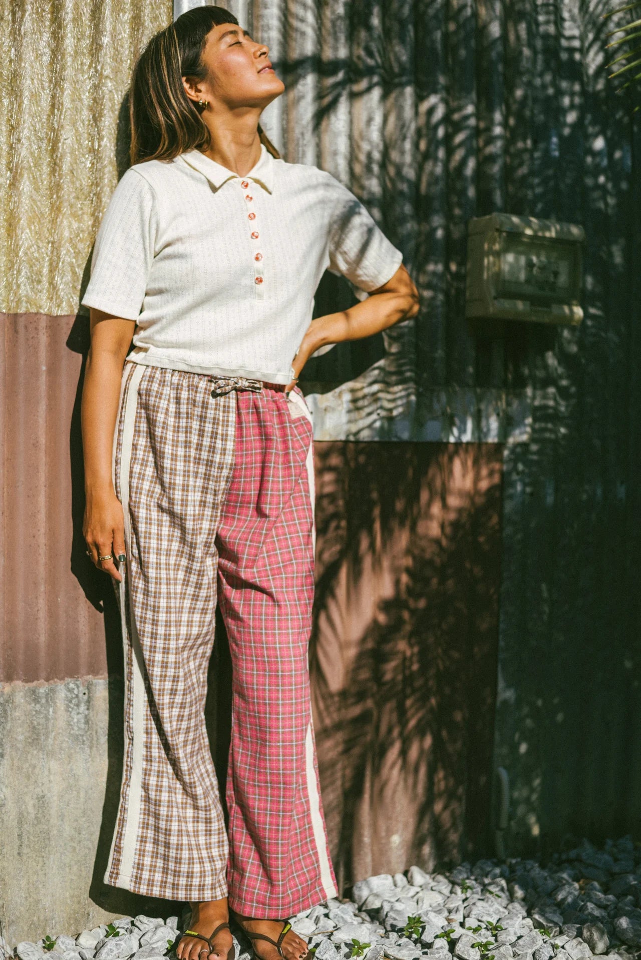 Flannel Flare Pant - Strawberry Milk