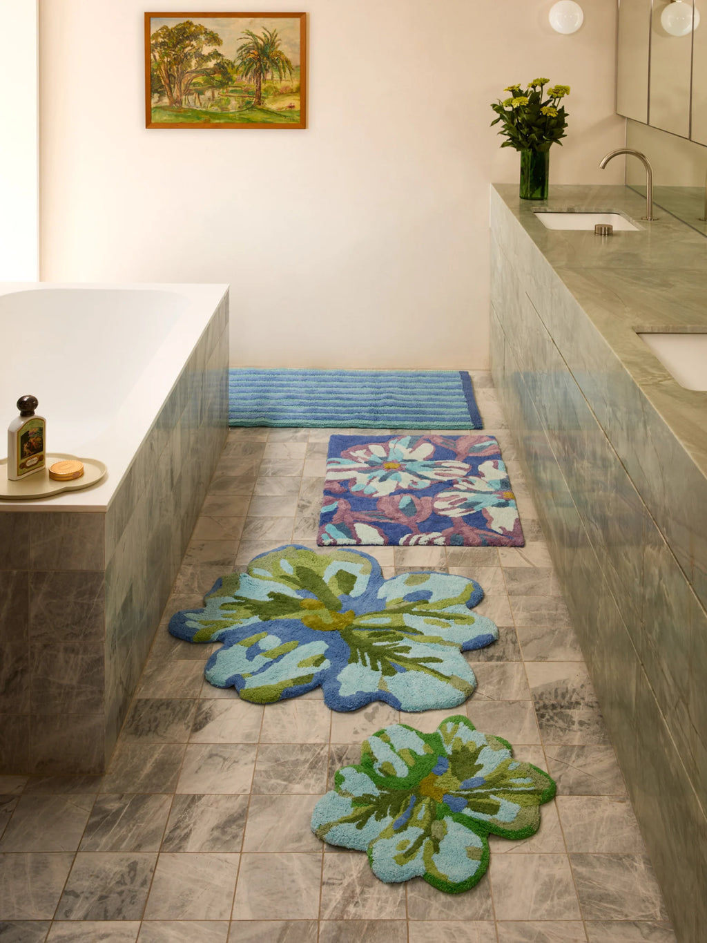 Dutch Floral Blue Bath Mat