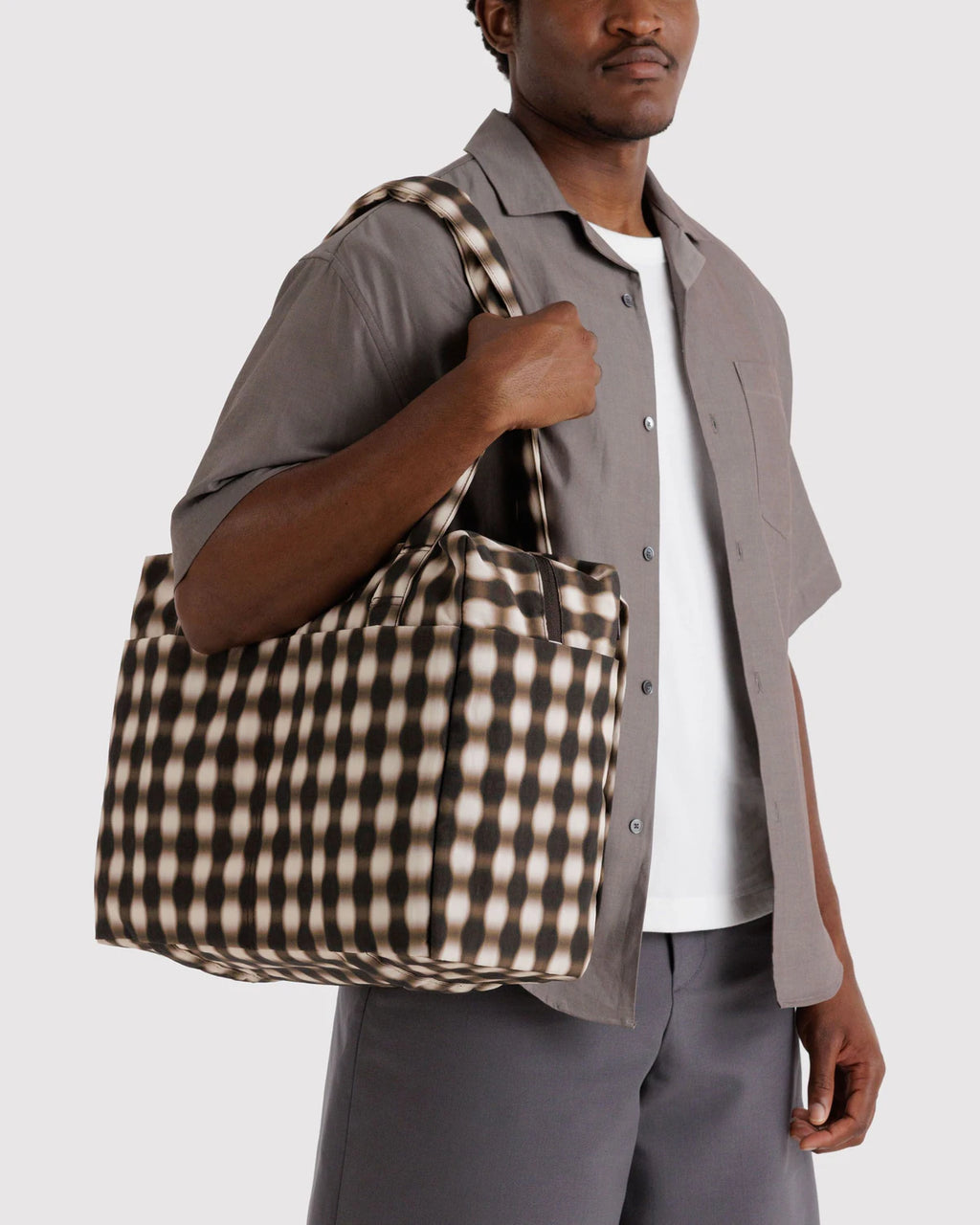 Small Cloud Carry On - Blurred Gingham Brown