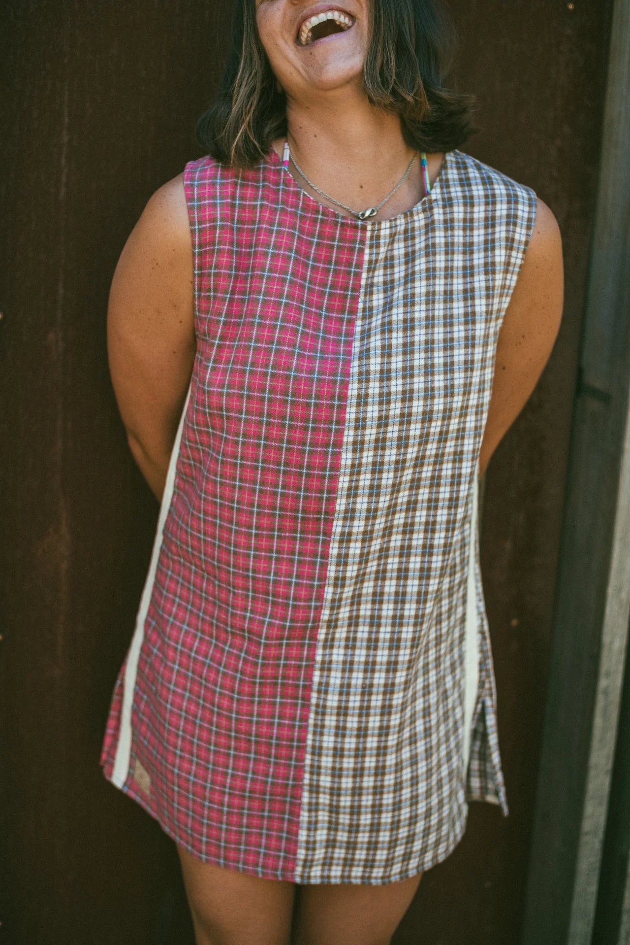 Flannel Sporty Dress - Strawberry Milk