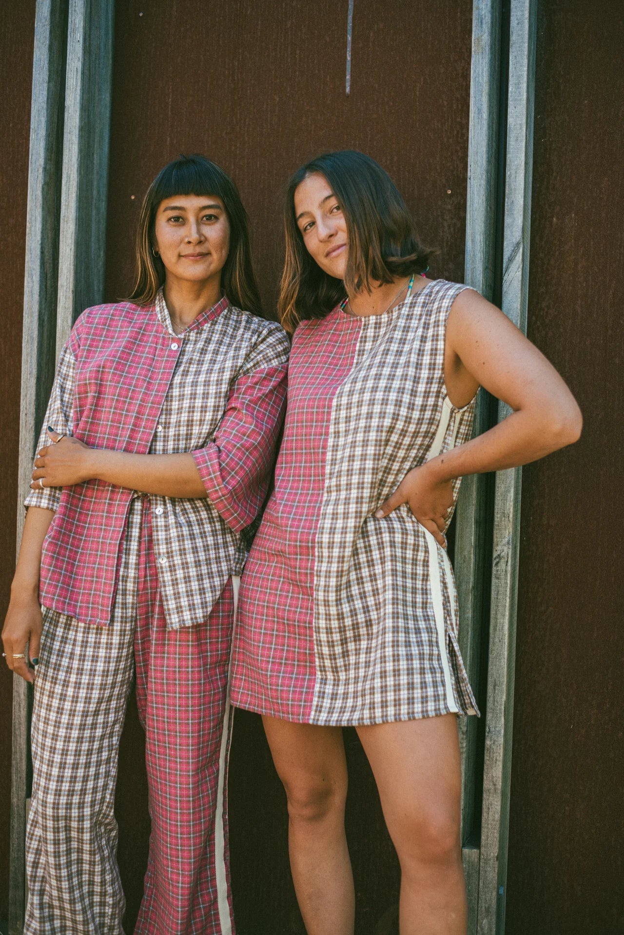 Flannel Sporty Dress - Strawberry Milk
