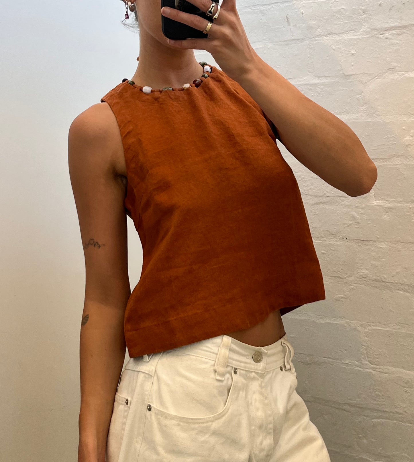 Rust Beaded Top