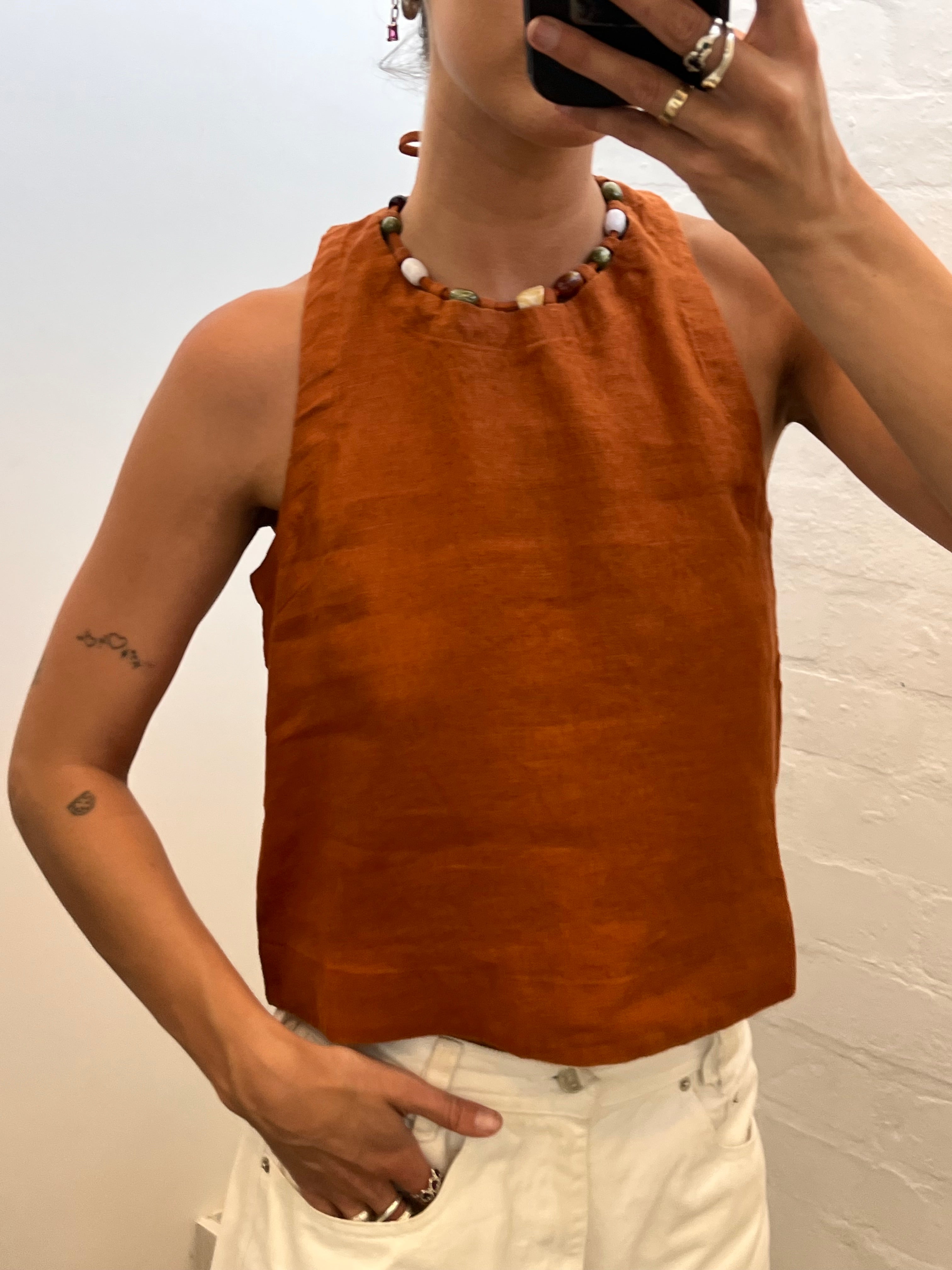 Rust Beaded Top