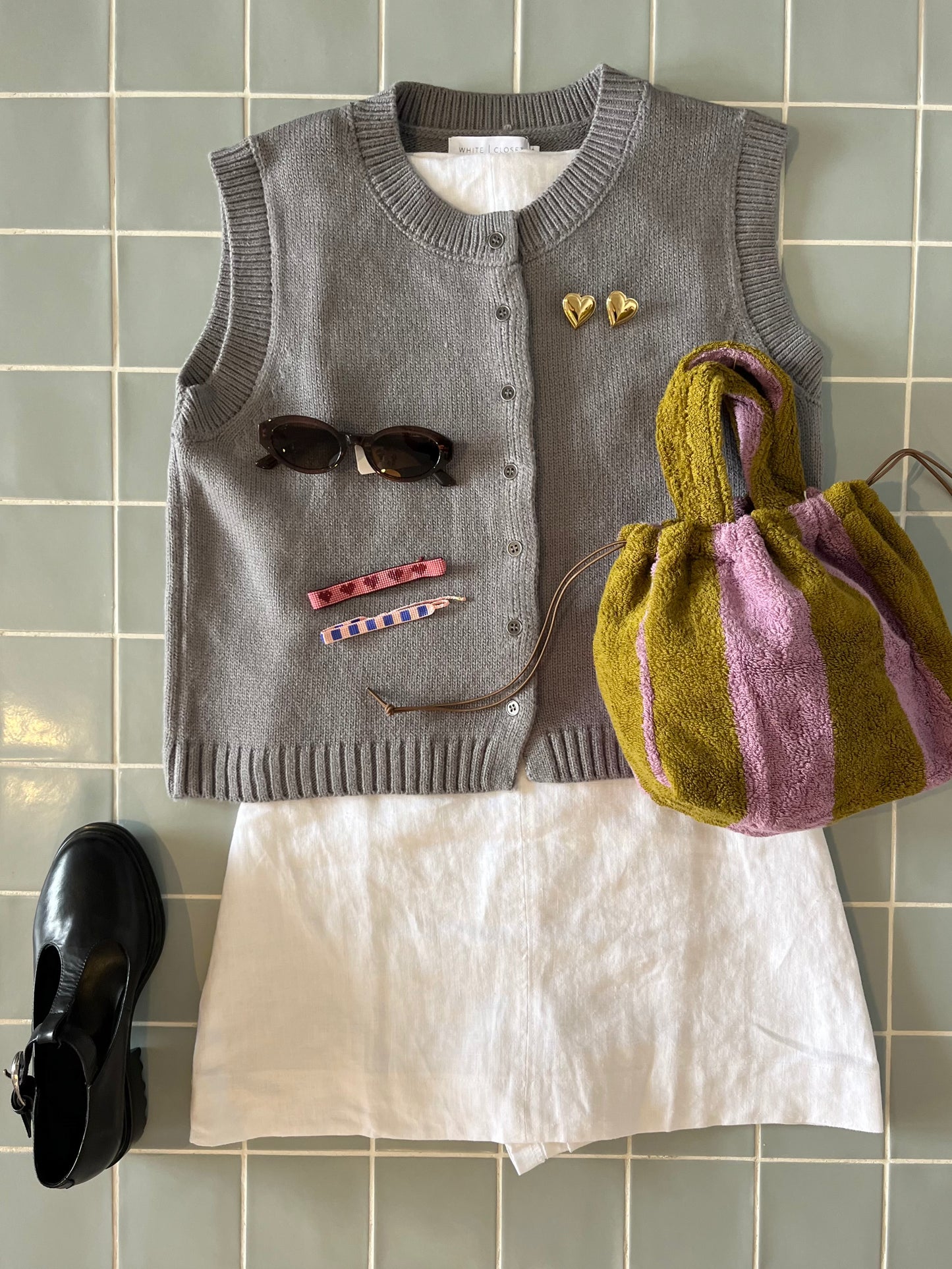 Grey Button Up Knit Vest