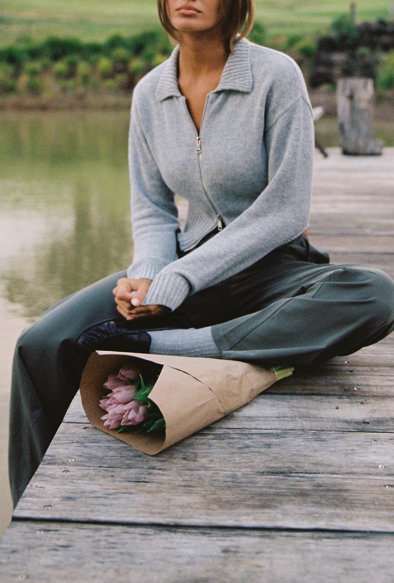 Kaia Zip Cardigan - Stone