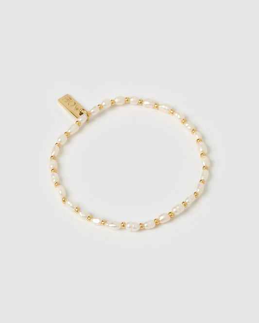 Amber Pearl & Gold Bracelet