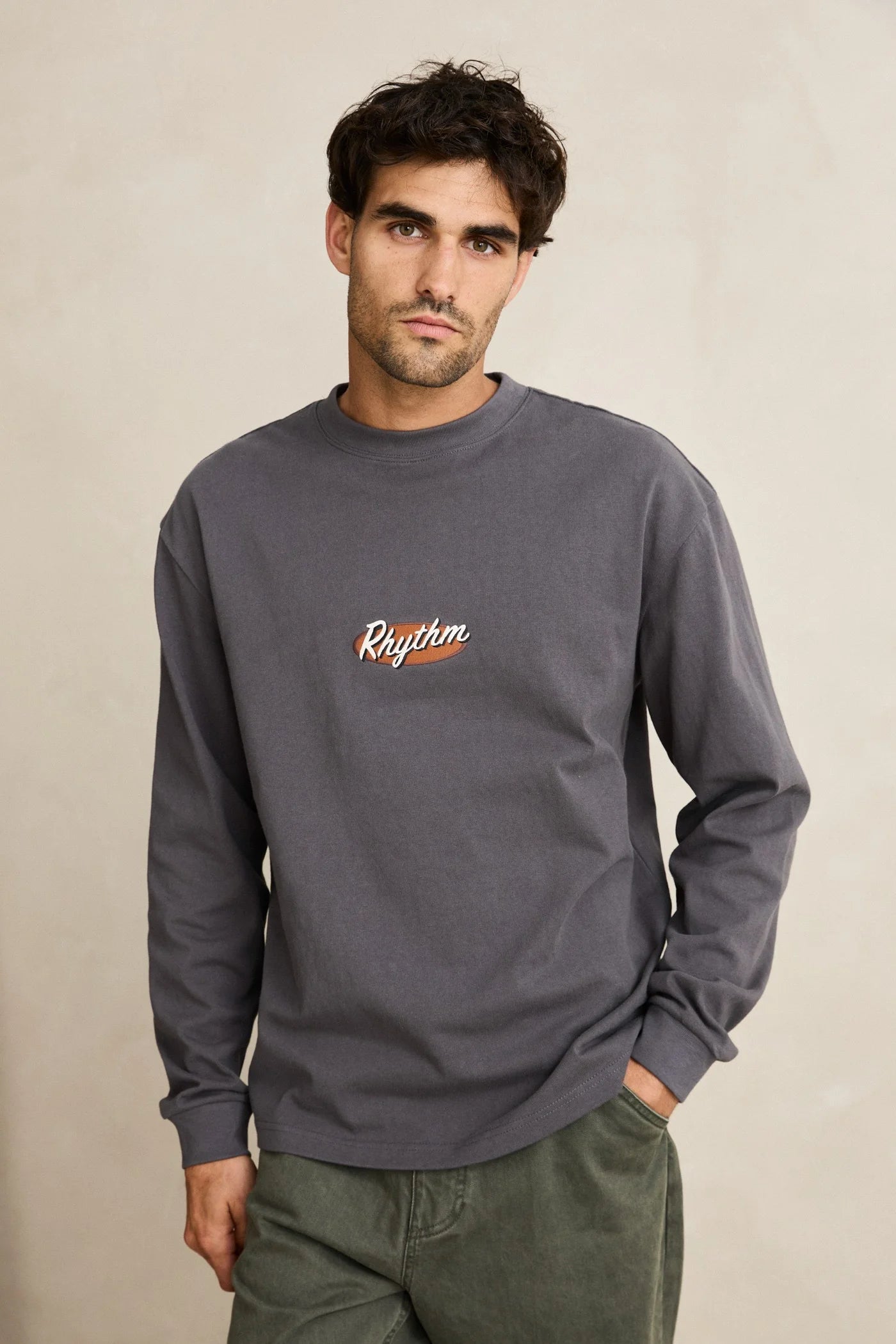Hallmark Heavy Vintage Embroidered LS Shirt - Coal