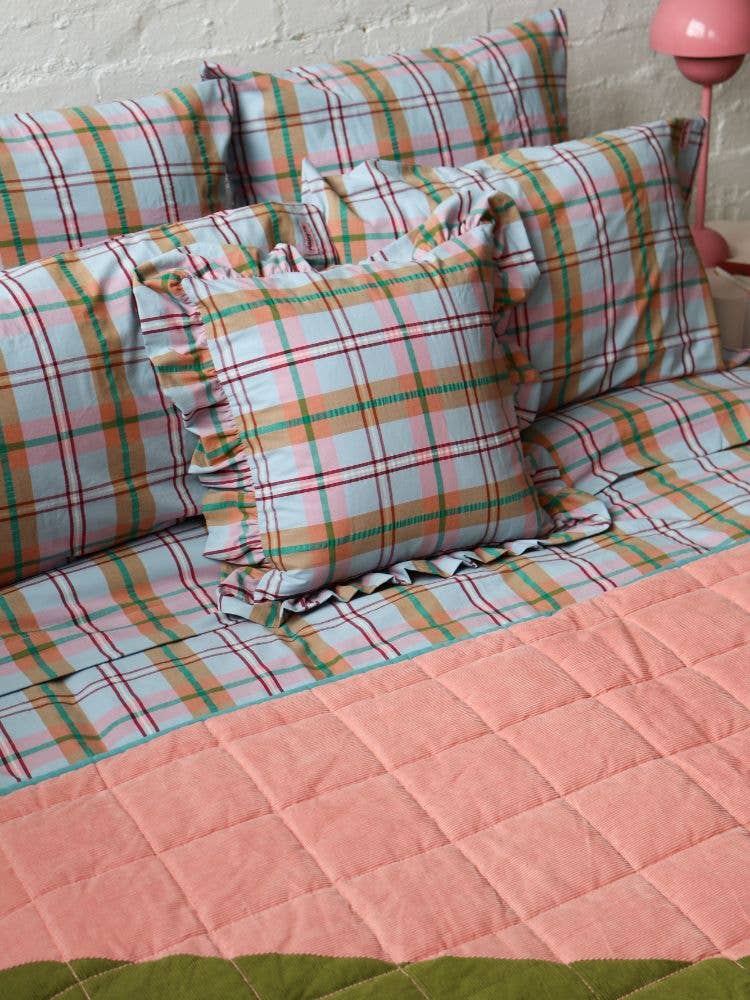 Confetti Plaid Cushion: With feather insert