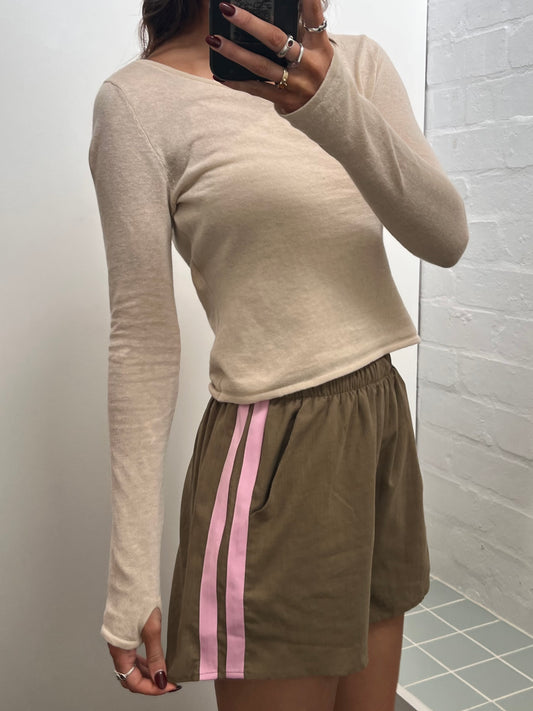 By Frankie Khaki Racer Shorts