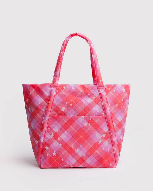Cloud Bag- Pink Star Plaid