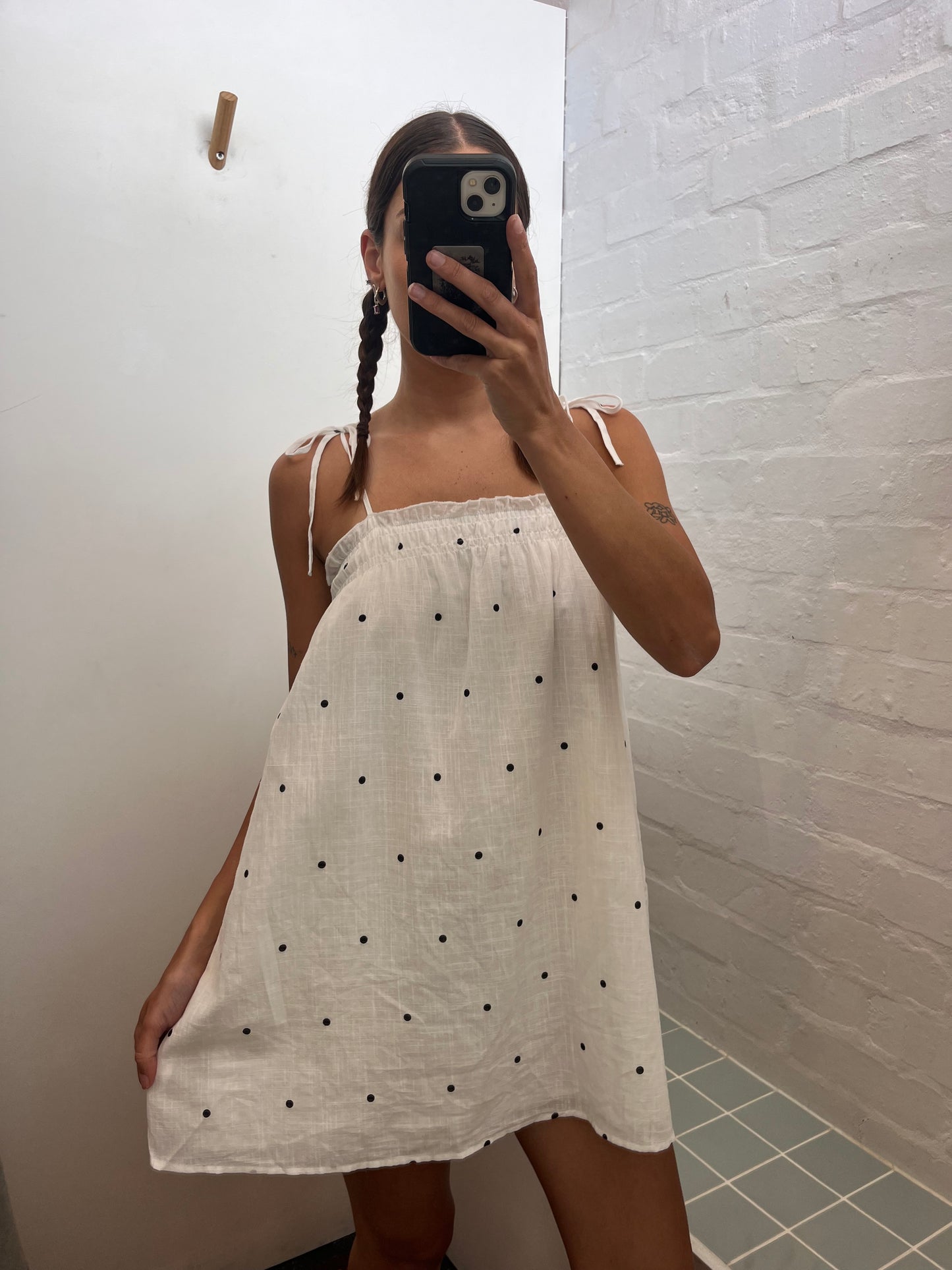 By Frankie Polka Babydoll Dress - White