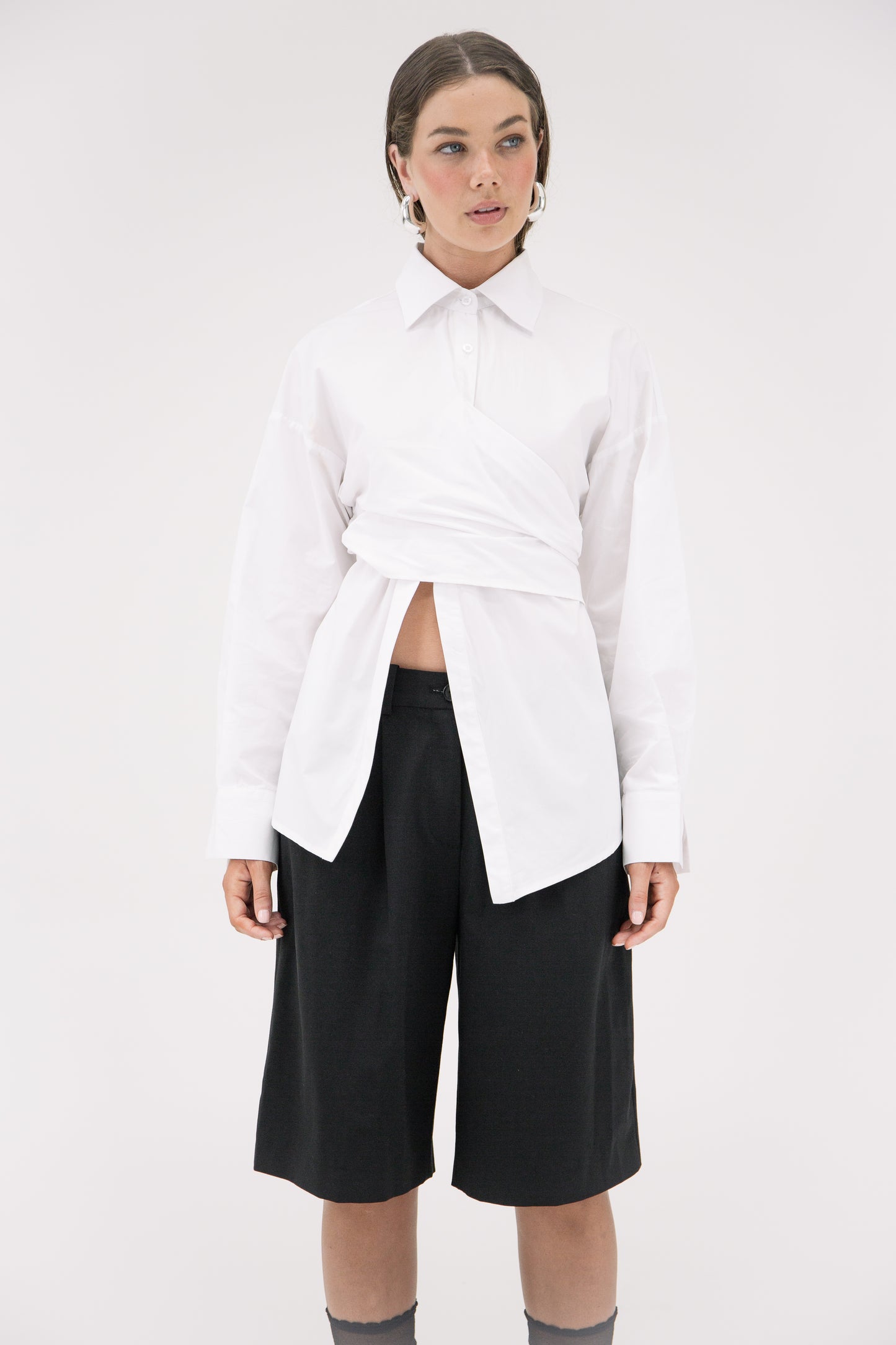 Vacanza Wrap Shirt- White