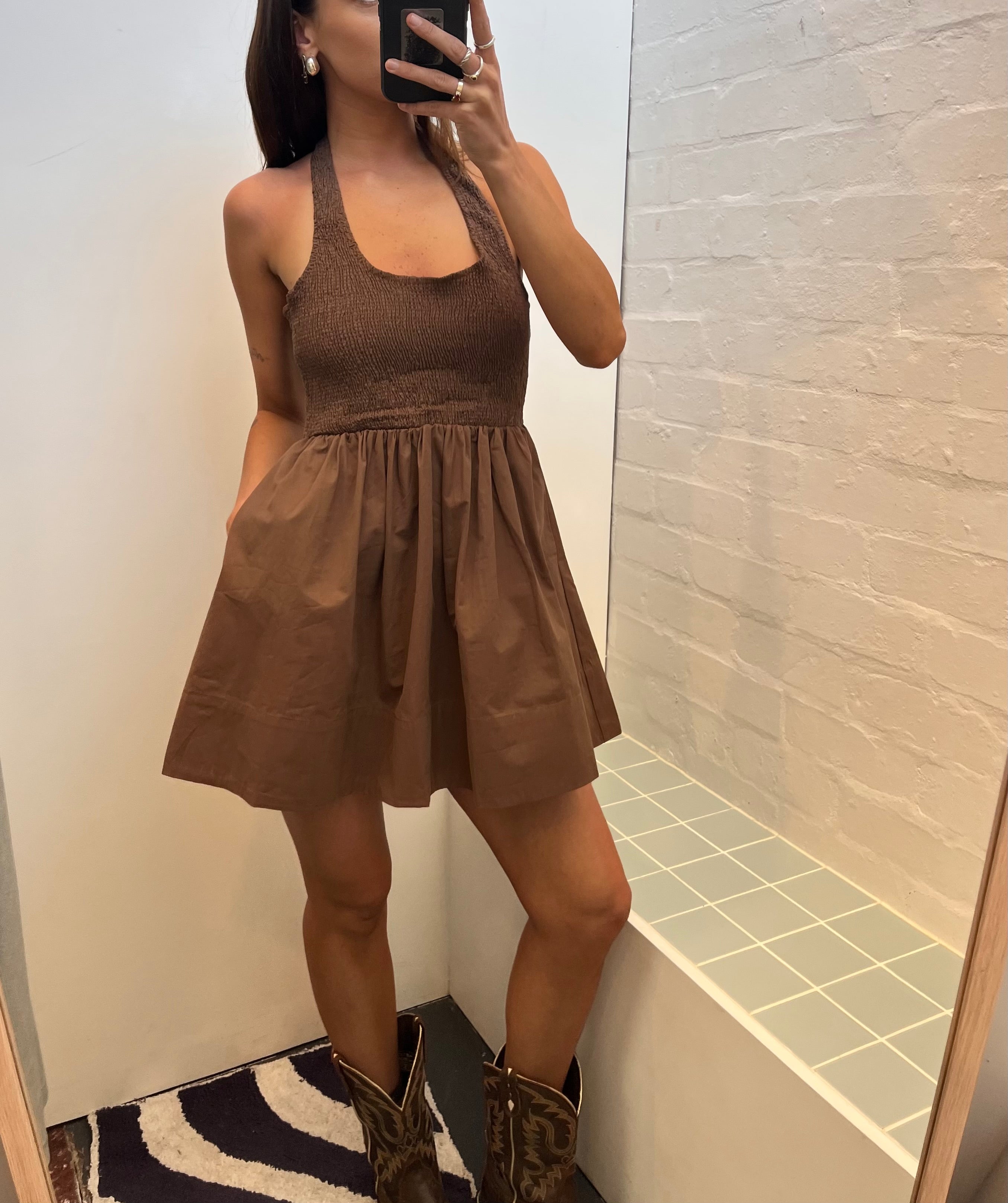 Choc Halter Mini Dress