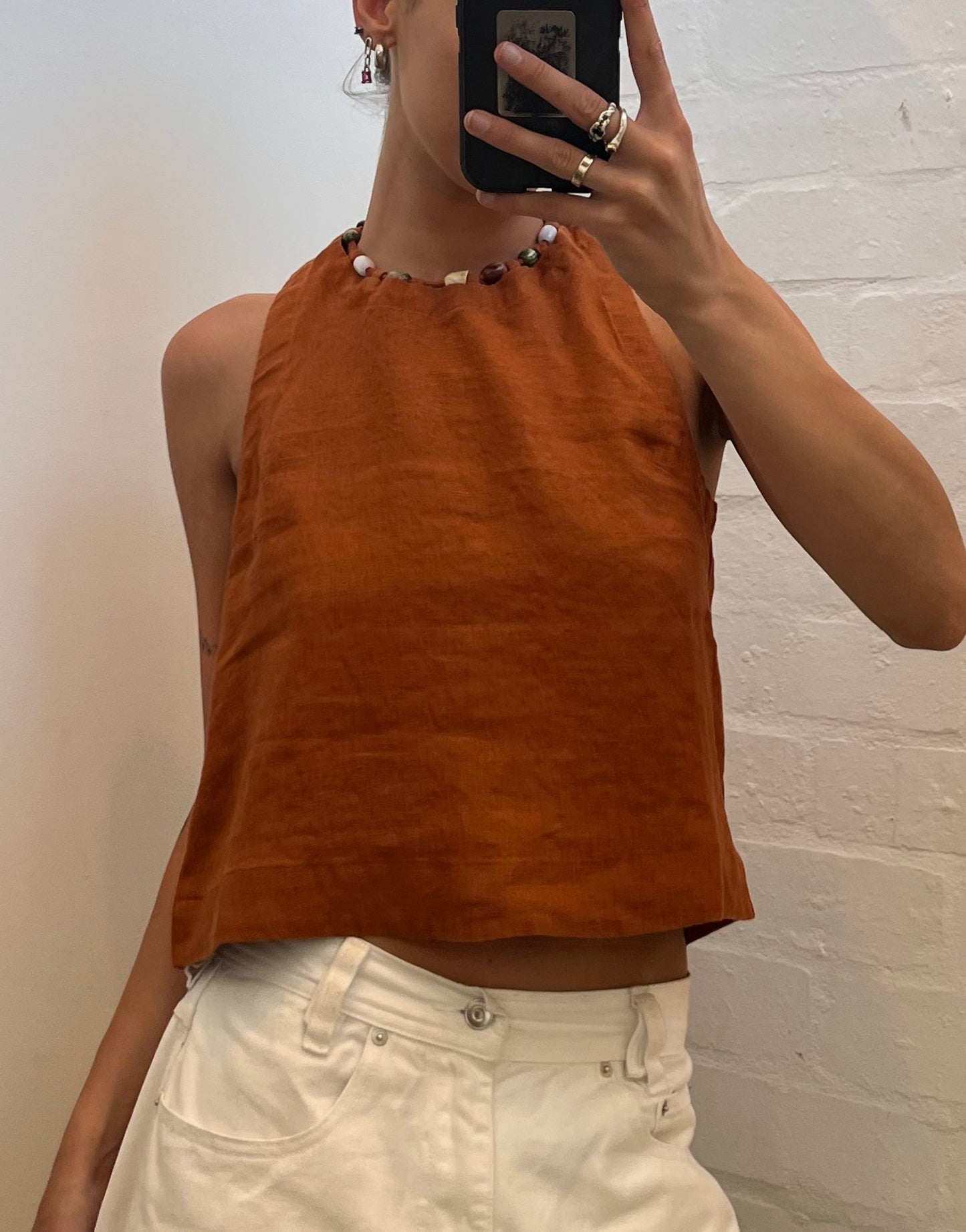 Rust Beaded Top