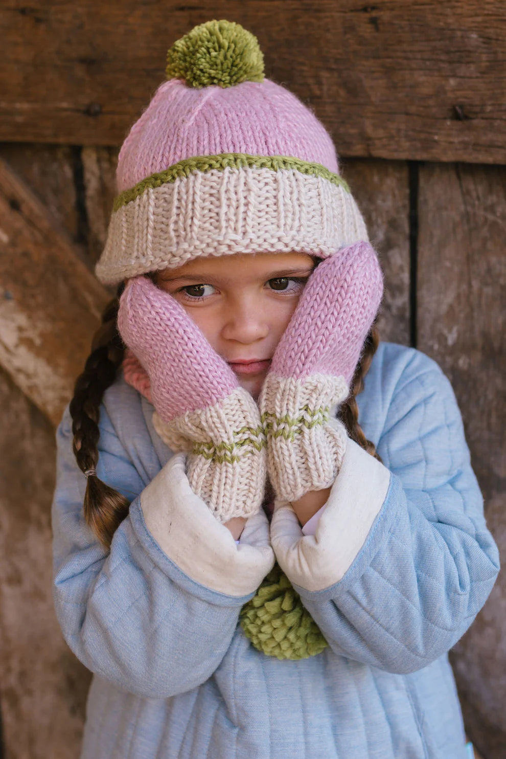 Teddy Beanie - Pink & Green