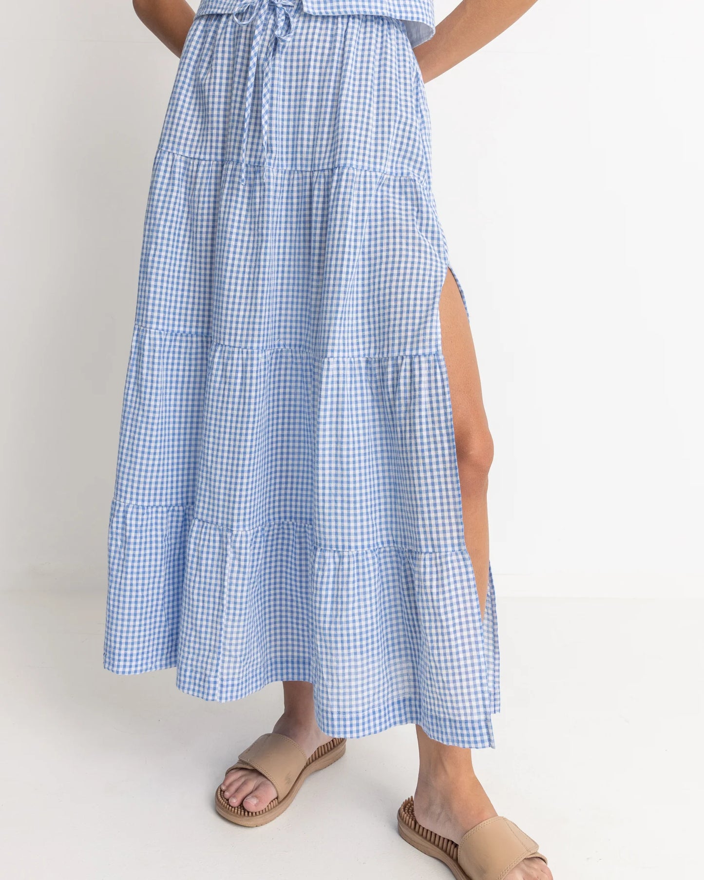 Lola Check Tiered Maxi Skirt