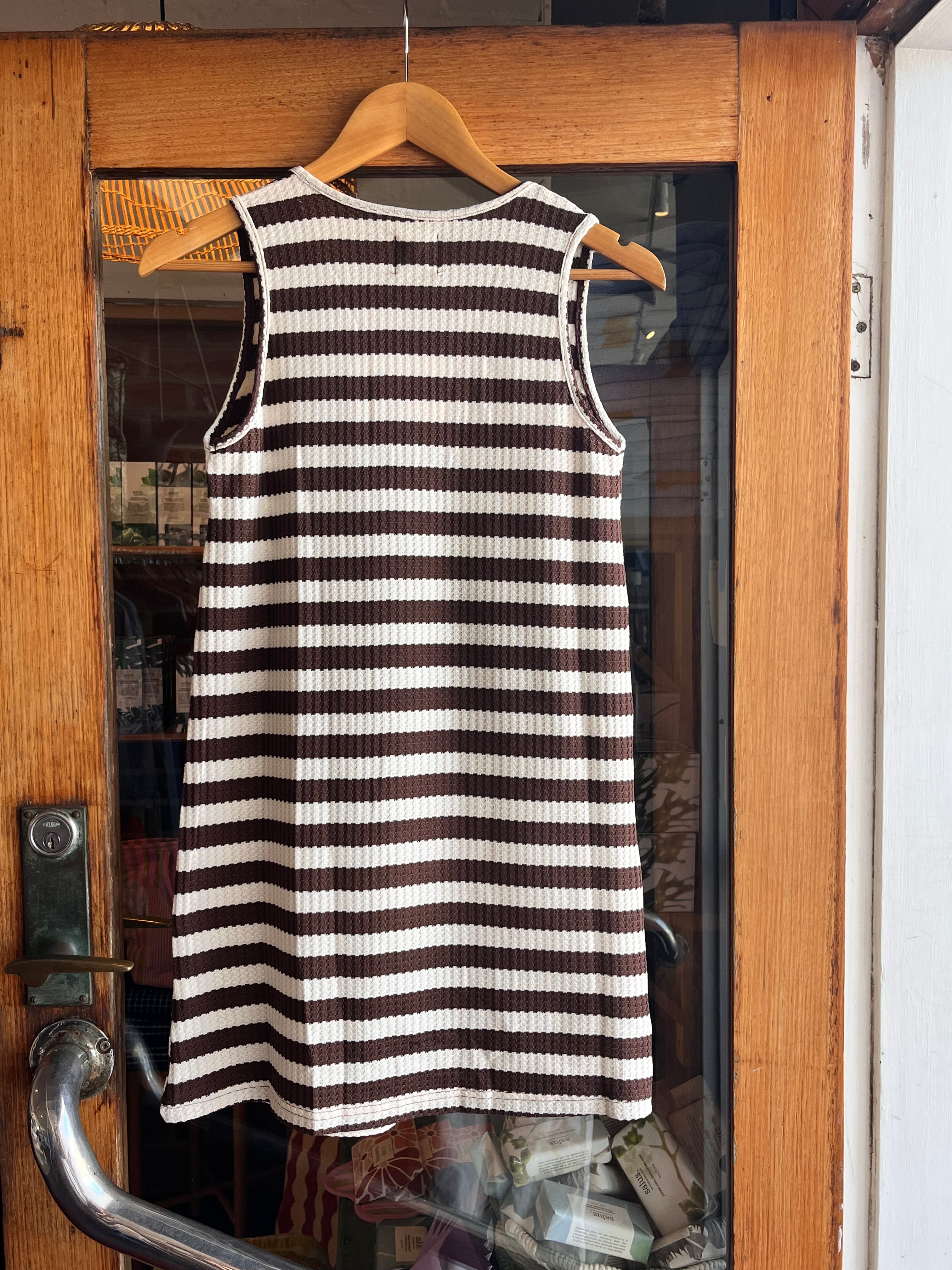 By Frankie Choc Stripe Mini Dress