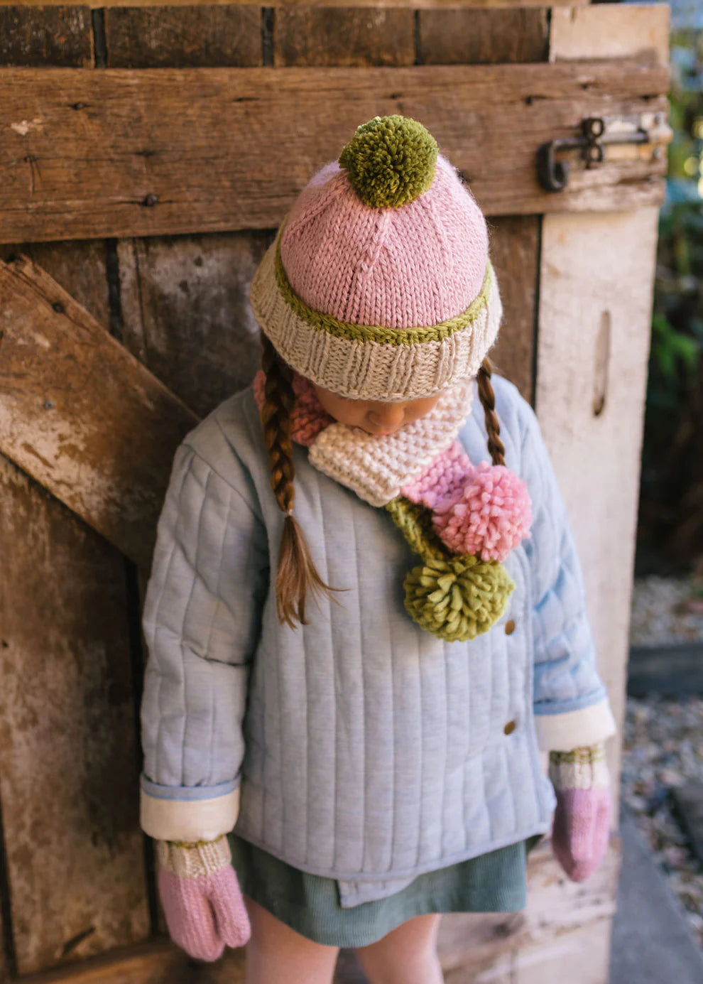 Teddy Beanie - Pink & Green