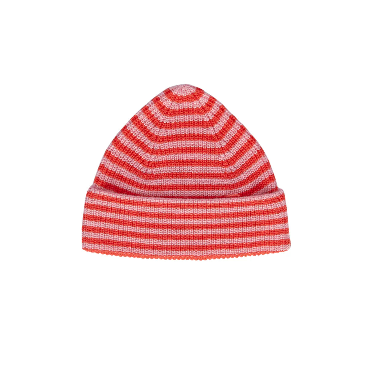 Berlin Merino Beanie - Pink & Red Stripe