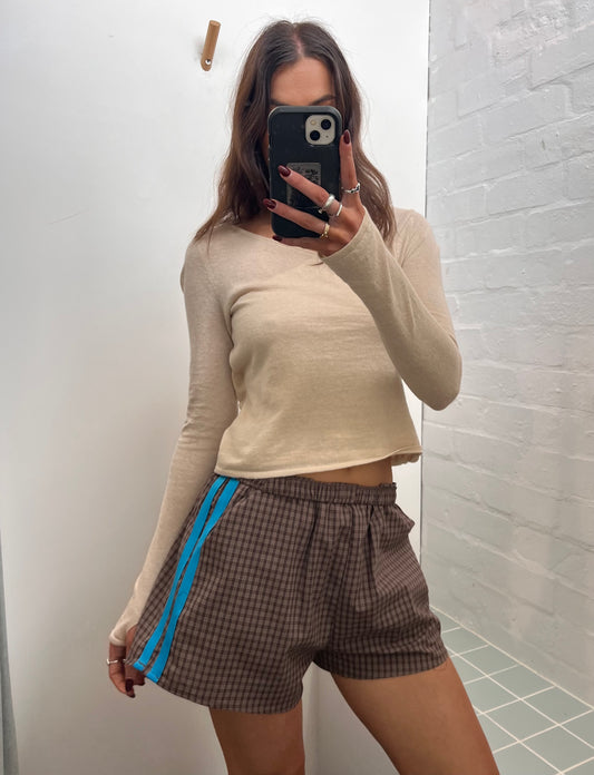 By Frankie Gingham Racer Shorts