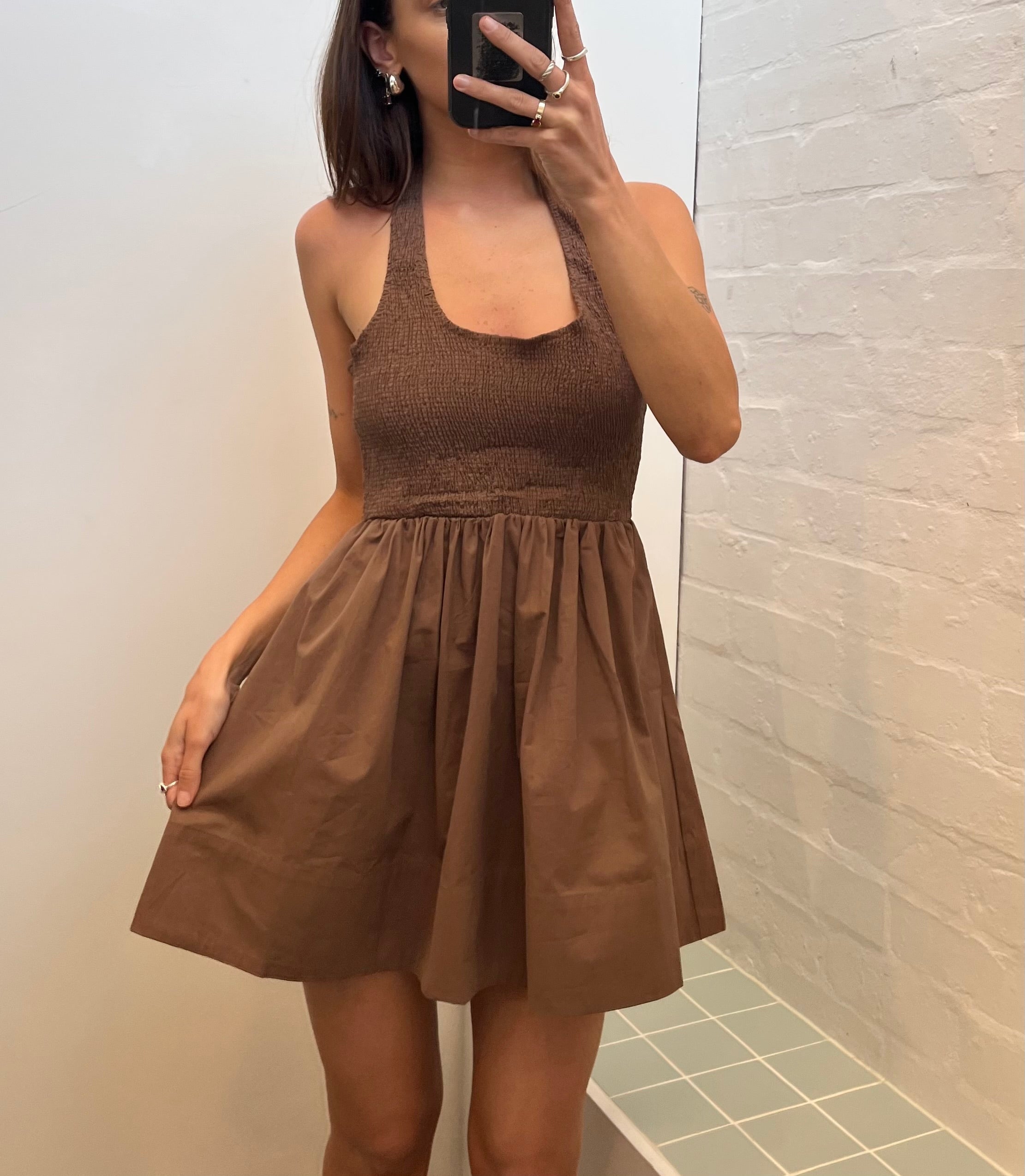Choc Halter Mini Dress