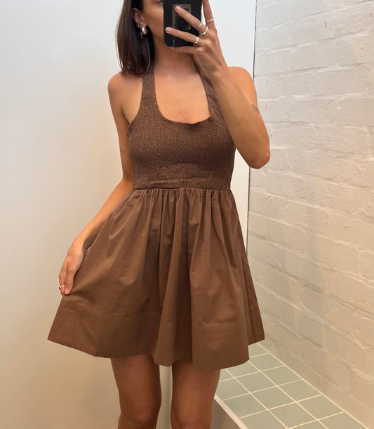 Choc Halter Mini Dress