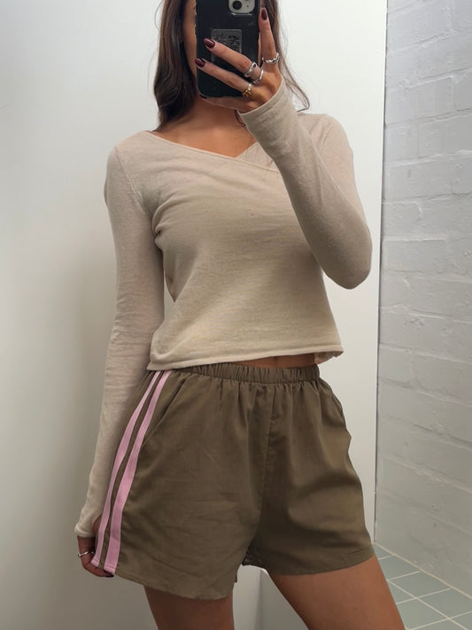 By Frankie Khaki Racer Shorts