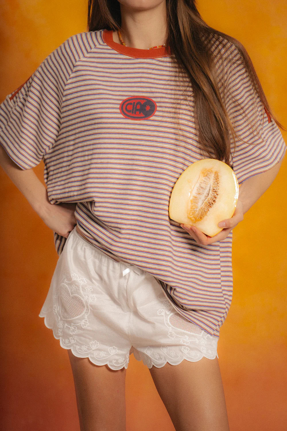 Amber Stripe Racer Tee