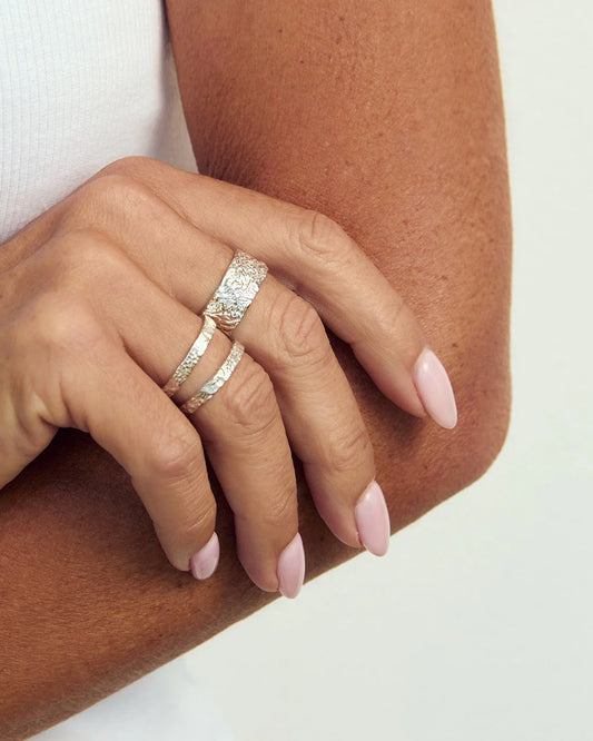 Eros Silver Textured Ring- medium