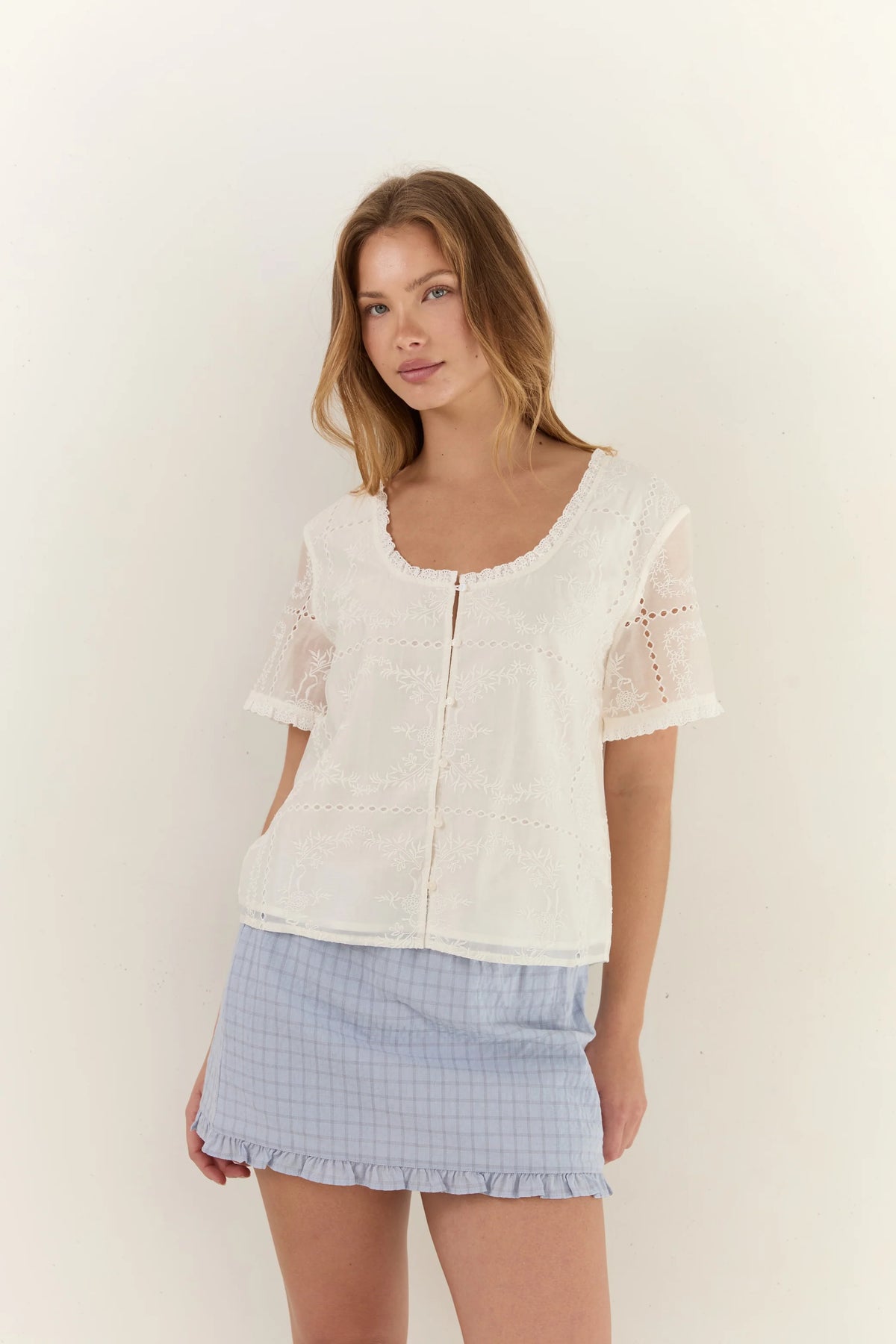 Andi Mini Skirt - Sky Check